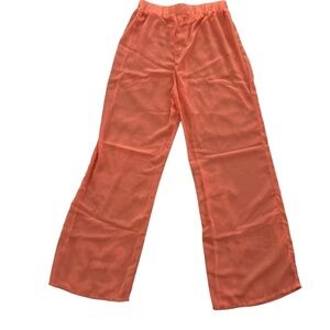 Vibrant Orange Wide-Leg Beach Cover Up Pants Medium Brand New